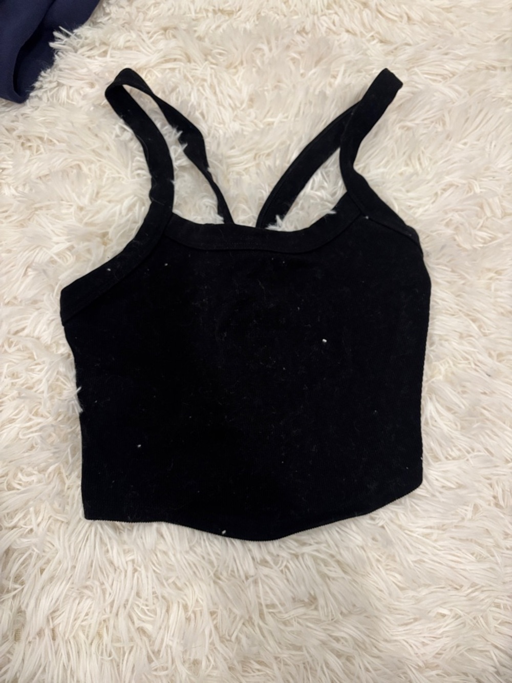 FP Movement by Free People Black Ribbed Square-Neck Crop Tank